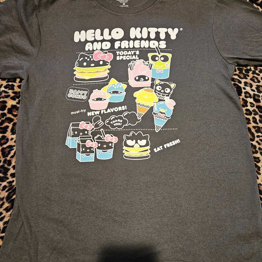 Hello Kitty Graphic Short Sleeve Tee - Charcoal with Pastel Print